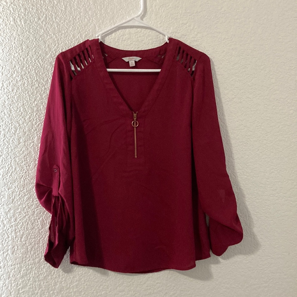 Candies burgundy long sleeve blouse